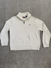 Chaps 1/4 Zip Pullover Sweater Mens Size XL Beige Solid Stretch