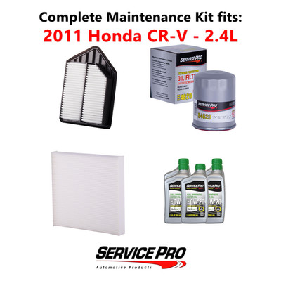 2011 Honda CR-V 2.4L Complete Cabin, Air & Oil Filter Kit (0W-20)