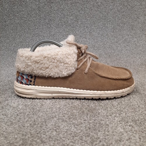 Hey Dude Britt Schuhe Damen 9 Kunstfell gefüttert Cord nussbraun Slipper Halbschuh - Bild 2 von 12