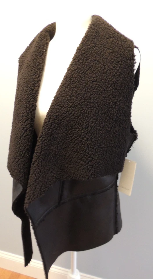 KAREN KANE Vest Size Large Faux Suede Black Open Drape Front NEW w/ Tags - Image 3 of 4