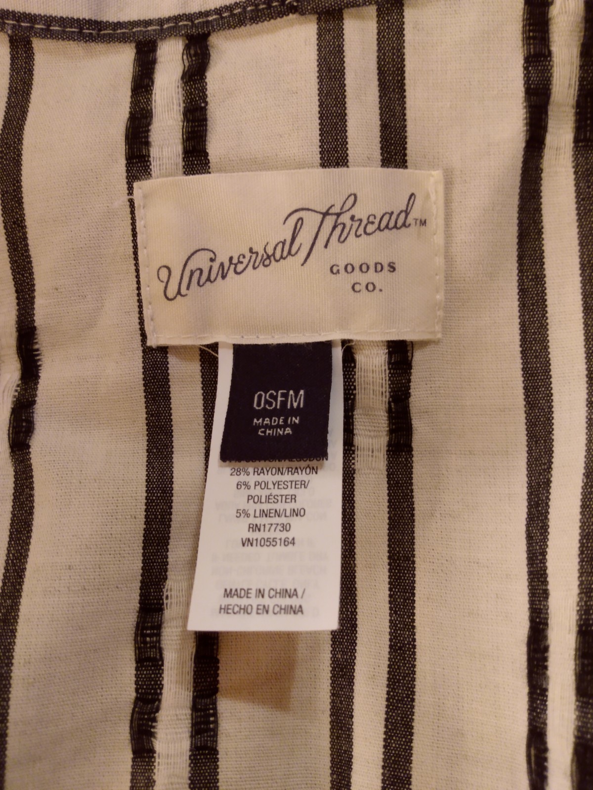 Universal Thread Natural Navy Striped Coastal Boh… - image 3