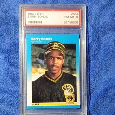 Fleer 1987 Barry Bonds #604 Rookie Pittsburgh Pirates MLB PSA 8 Baseball Card. rookie card picture