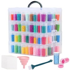 4-Tier Diamond Painting Storage Container, 200 Slots Portable Bead Organizer