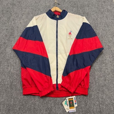 VTG NWT Olympic Games Jacket Mens XL Mulitcolor USA White Red Blue Atlanta 1996