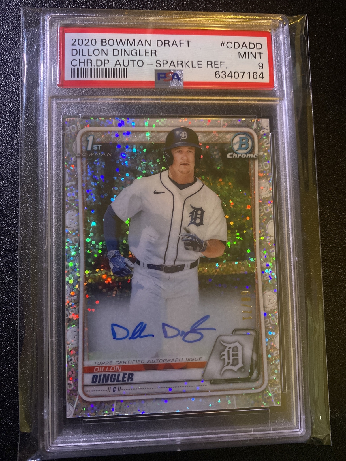 2020 Bowman Draft Chrome Dillon Dingler SPARKLE AUTO /71 PSA 9 POP 2!!! 🔥🔥🔥