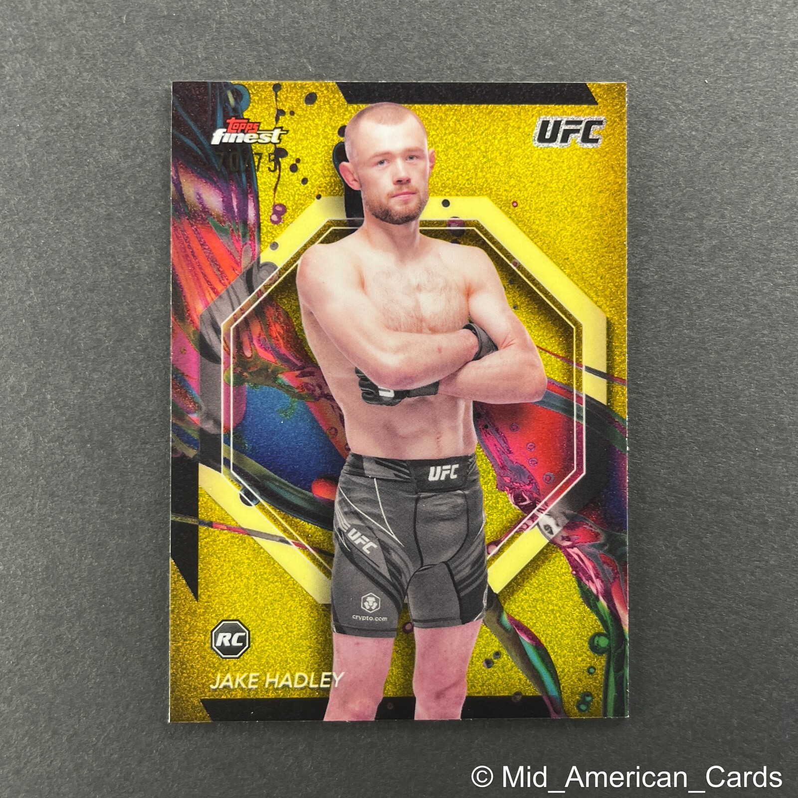 2024 Topps Finest UFC #91 Jake Hadley Rookie Yellow Glitter Common /75