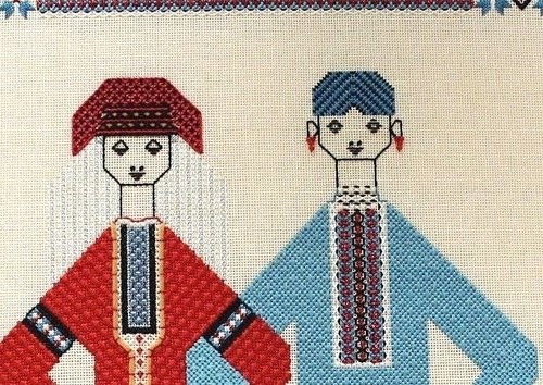 Vintage Framed Handmade Needlepoint Ukrainian Folk Dancers Wall Picture 21x13.5" - Imagen 8 de 8