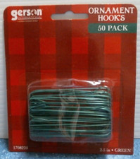 Gerson Ornament Hooks, 2.5", Green, 50 pk.  1708220 FS