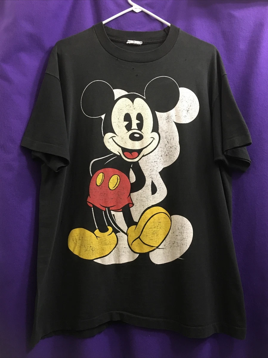 XL RARE Vintage MICKEY MOUSE Shadow SINGLE STITCH Cotton T-Shirt PUNK PATINA