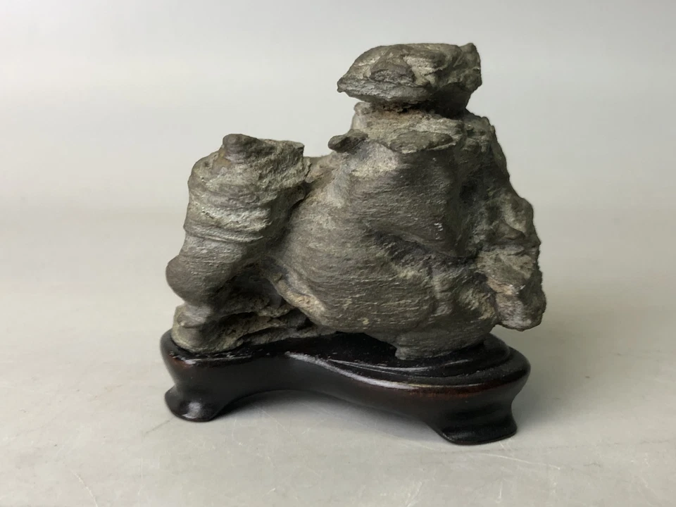 Y7742 OKIMONO Suiseki viewing stone wooden stand Japan antique decor interior - Image 3 of 4