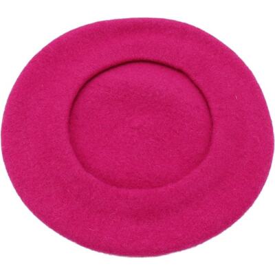 Womens Bright Pink Wool Beret Paris Univers Hot Pink Wool Beret – LanaBlu Boutique main image 3