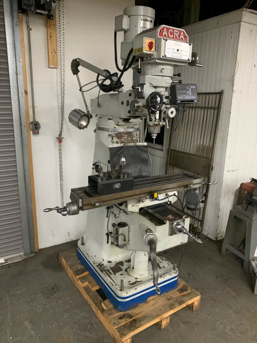 Acra AM2V 3HP Variable Speed Vertical Milling Machine Pwr Feed DRO