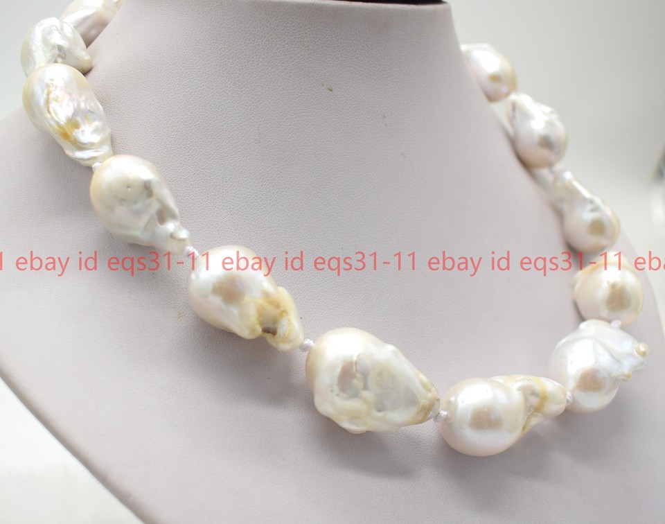 Rare Huge 14mm White South Sea Shell Pearl Necklace 18
