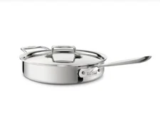 New All Clad D5 4 qt Polished 5-ply Stainless Steel Saute Pan with Lid