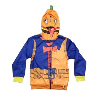 Fortnite Boy's Hoodie Zip-Up Costume Jacket Durr Burger Mesh Mask