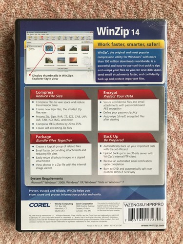Corel WinZip Pro 14 - Compression Software Encrypt Package Backup NEW - Picture 2 of 2