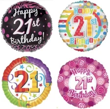 Happy 21st Birthday 18" Twenty-One Foil Mylar Celebration Event Party Balloon
