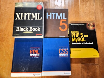 Lot (5) coding books XHTML HTML5 PHP5 MySQL Ultimate HTML & CSS Reference