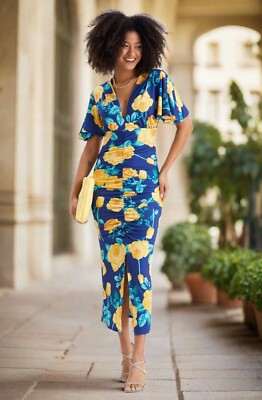 Midi Dress Yellow Floral Bodycon Dress Boohoo ME