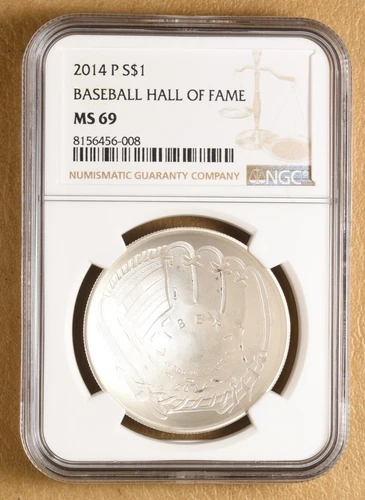 2014 P Baseball Hall of Fame Commemorative Silver Dollar NGC MS69