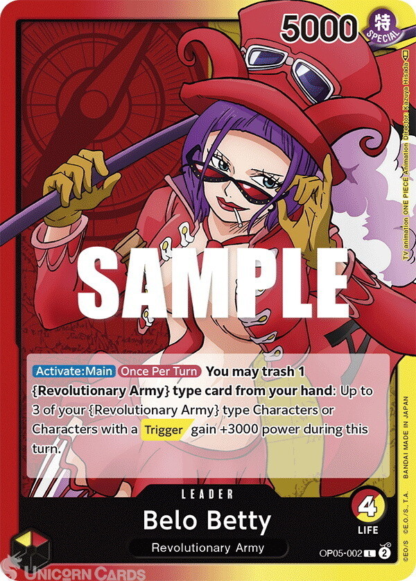 OP05-002 Belo Betty :: Leader One Piece TCG Card :: OP05: Awakening Of The New E