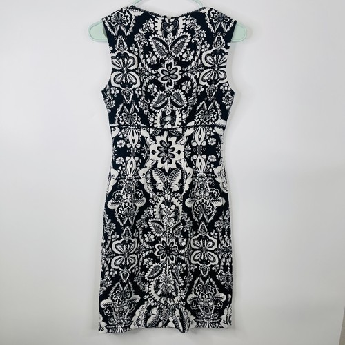 Antonio Melani Womens Dress Size 0 Black White Sheath Dress V Neck Sleeveless - Picture 4 of 6