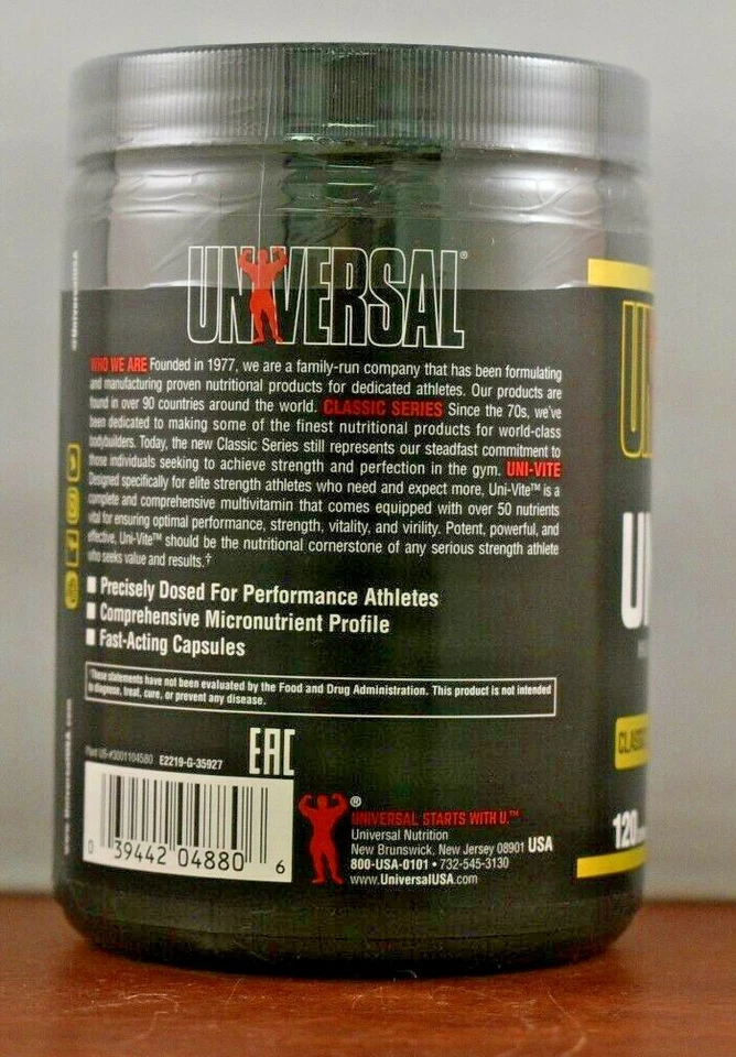 Universal Nutrition UNI-VITE 多种维生素 120 粒 Univite Animal Pak — 第 4/4 张图片