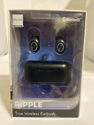 Muze by Vivitar RIPPLE True Wireless Bluetooth Earbuds New in Black