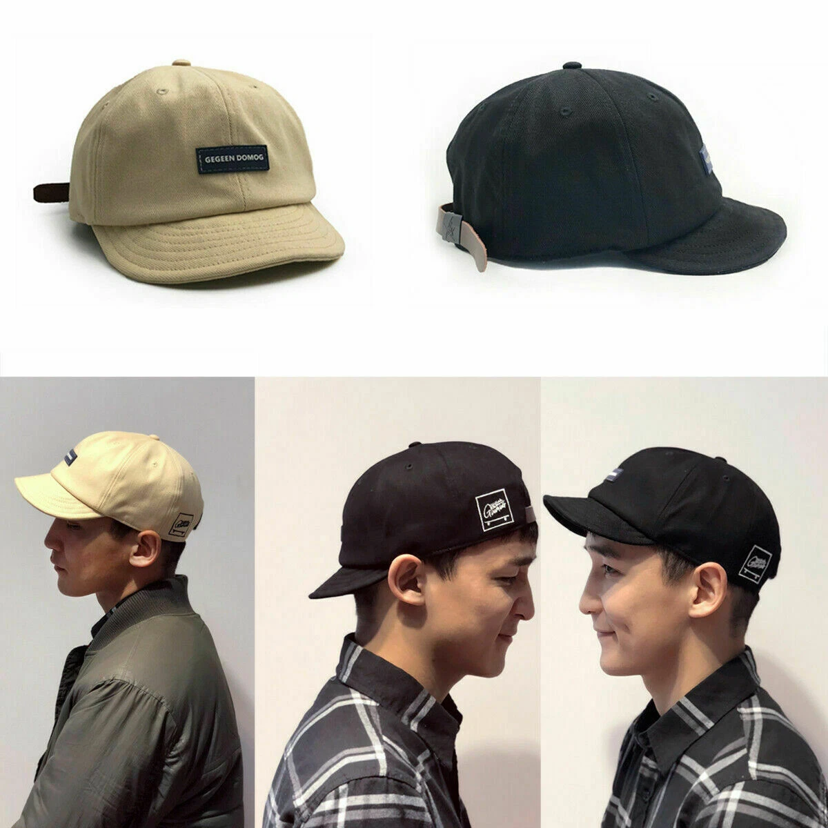 Men Cotton Soft Flat Cap Short Brim Hat Baseball Hat Adjustable New