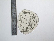 vtg 1960s 1970s Tattoo acetate stencil Old Man Moon signed SKY2