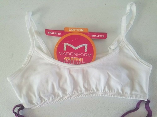 Maidenform Girl Bralettes 2 pack Medium & Large Purple Lace & White - Picture 3 of 4