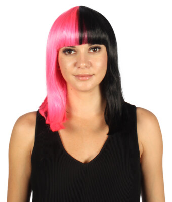 Two-tone Pink and Black Medium Bob Wig HW-3299