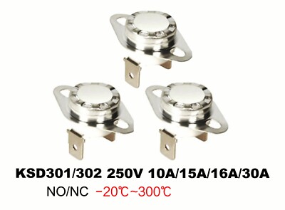2x KSD301/302 Temperature Control Switch 250V 10A 15A 16A 30A Thermostat Sensor