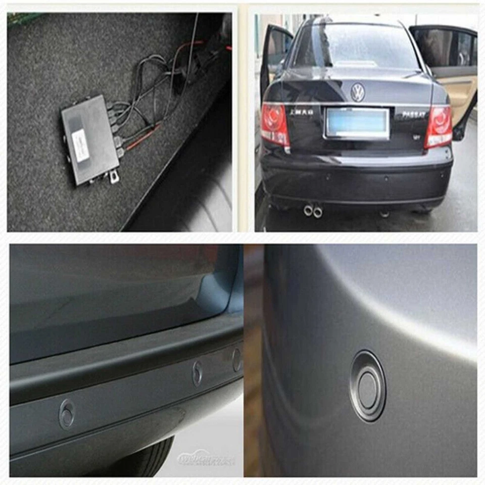 4 Parking Sensors LCD LED Display Car Reverse Radar System Alarm Kit Black - Image 3 of 4