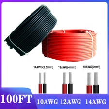 1 Pair Black + Red Solar Panel Extension Cable Wire PV Connector 10/12/14 AWG