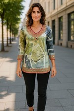 Digital Printed Cotton tunic, Multi clr, Short Kurti, Soft and Breathable Top 7