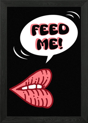 Feed Me Comic Rote Lippen Gerahmtes Wandbild Poster Leinwanddruck Bild