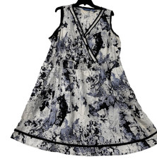 Simply Vera Vera Wang Sleeveless A-Line Dress Abstract Marble Print Size 1X Blue