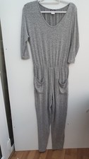 Kim & Co Size Small Wellness Jumpsuit Soft Touch Pockets Grey New kbx3