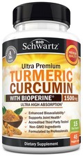Turmeric Curcumin with Black Pepper Extract 1500mg - 45 Count Pack of 1 