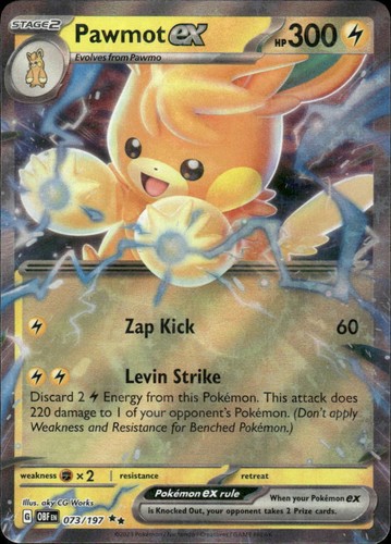 Pawmot Ex Obsidian Flames 073/197 Double Rare Holo Pokémon — English NM