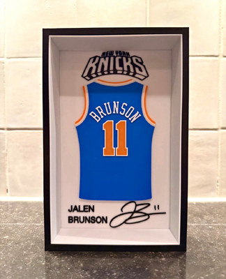 New York Knicks 3D Trikot | Jalen Brunson #11 3D Rahmen | Deko