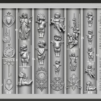 Nail Silicone Mold Angel Clock Heart Lock 3d Templates Diy Art Decorations Tools