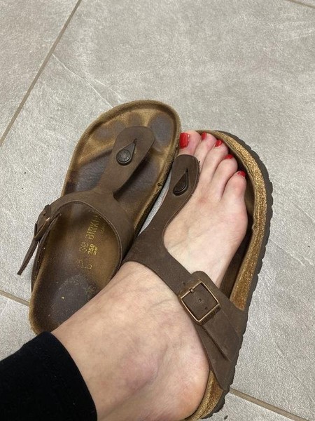 Women Birkenstock Sandals Brown Leather 39 #O779