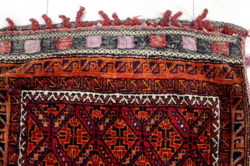 4X3 1940's AUTHENTIC ANTIQUE HAND KNOTTED VEGETABLE DYE MALAYERR SADDLEBAG RUG