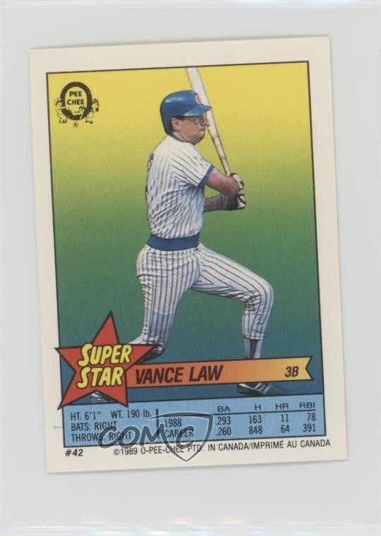 1989 O-Pee-Chee Super Star Sticker Backs Vance Law Mark Davis ( 110) #42 0b3