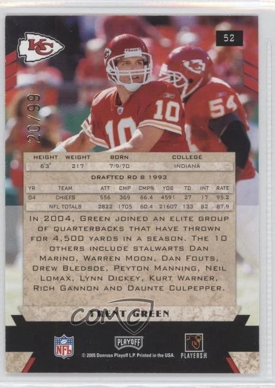 2005 Playoff Honors Vanguard /99 Trent Green #52 - Image 2 of 2