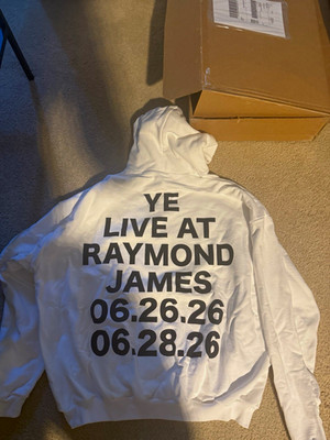 Yeezy Men's L White Pullover Hoodie Graphic Star YE Live at Raymond James