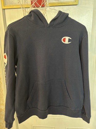 Kids Boys XL Champion Navy Blue Soft Hoodie Sweatshirt - Picture 2 of 5