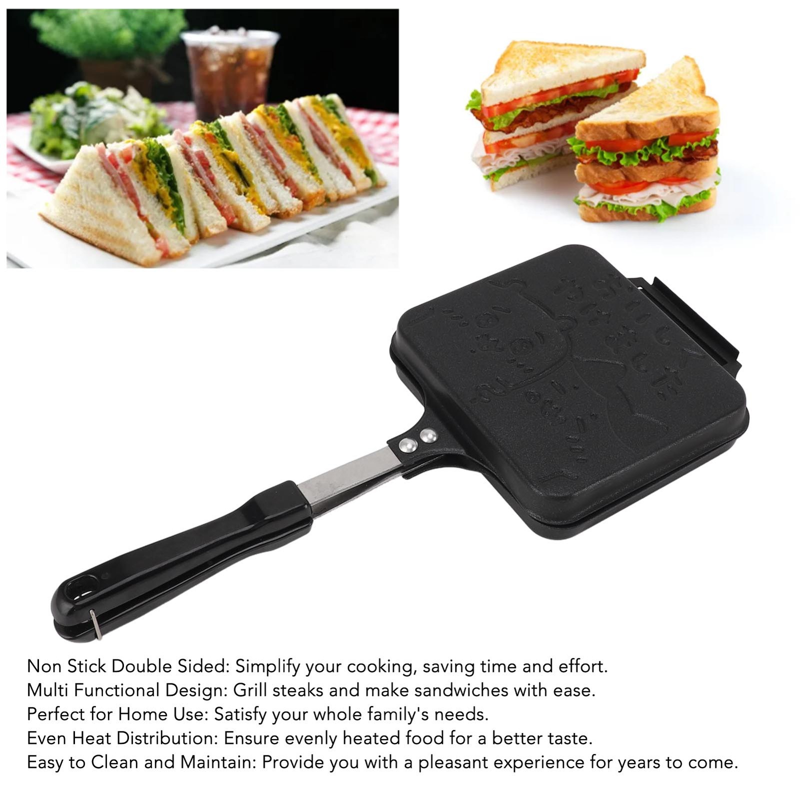 Non Stick Double Sided Hot Maker Efficient Cooking For Breakfast New